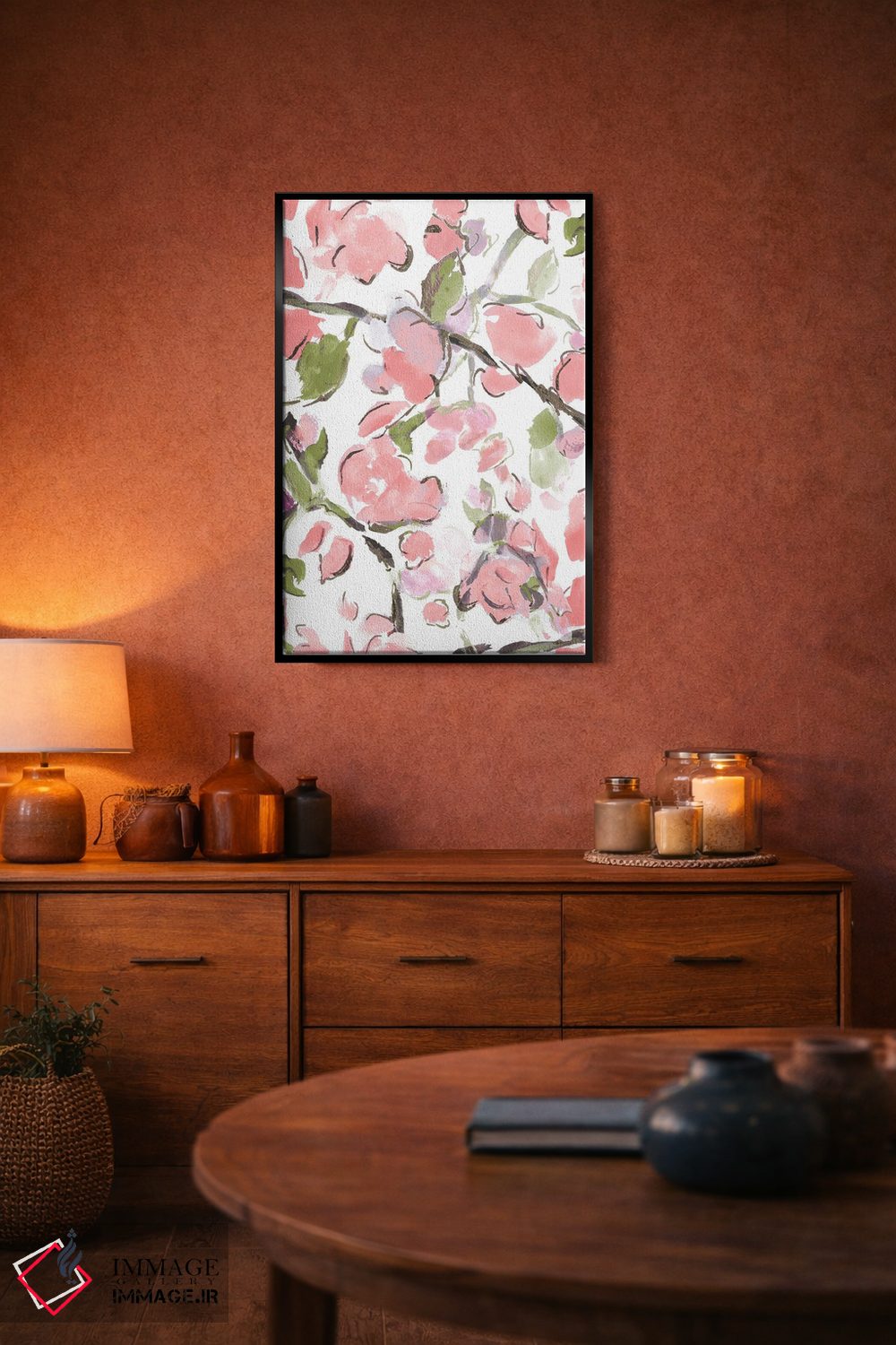 تابلو دکوراتیو گل های بهاری صورتی اثر ال. هیویت - D6B