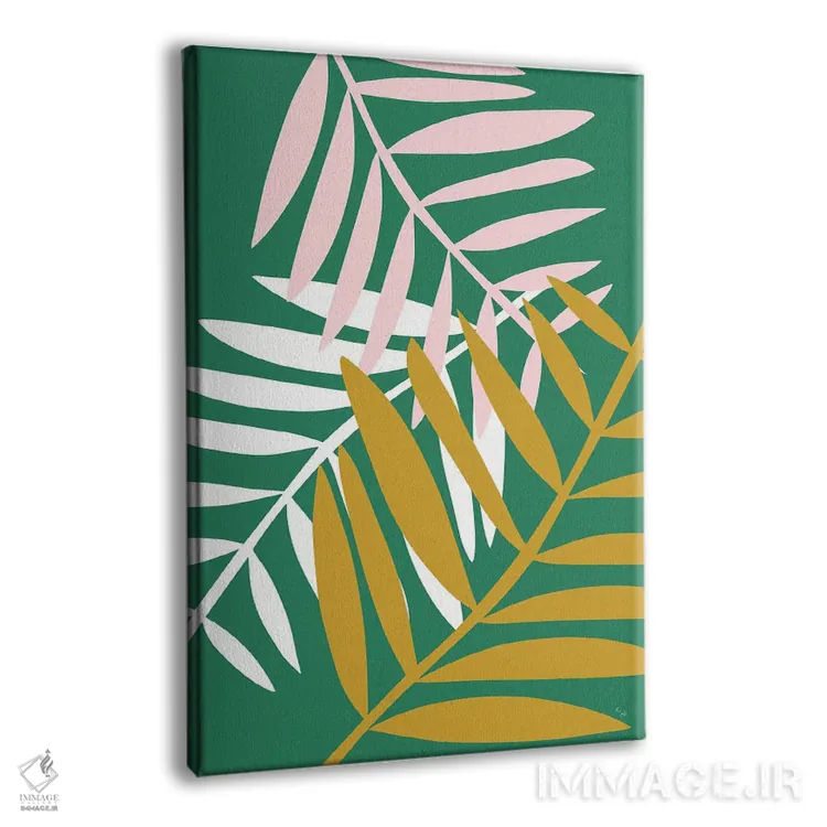 تابلو مینیمال برگ های نخل سبز اثر لیندا گوبتا - نمای پرسپکتیو محصول