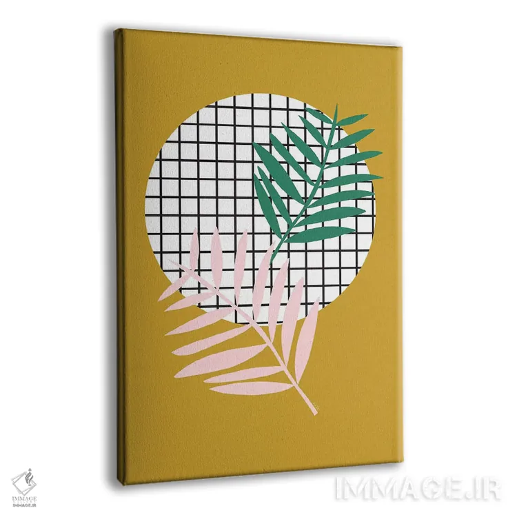 تابلو مینیمال برگ های نخل خردلی اثر لیندا گوبتا - نمای پرسپکتیو محصول