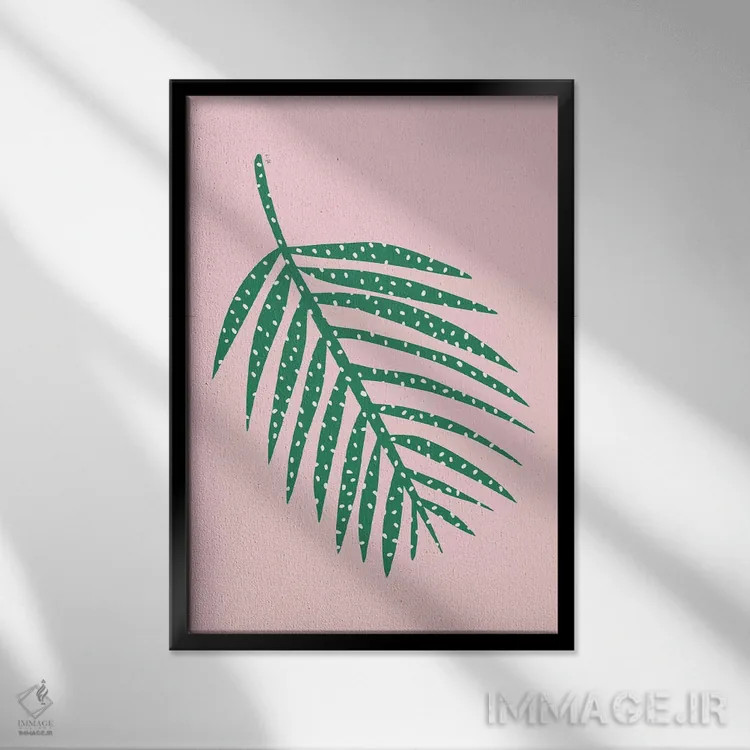 تابلو مینیمال برگ نخل اثر لیندا گوبتا - نمای قابدار مشکی