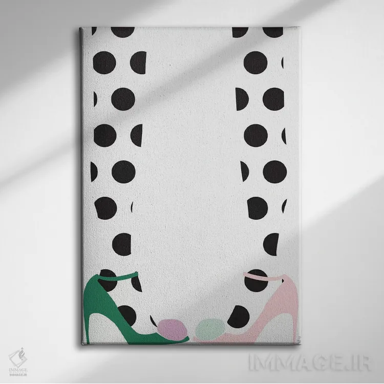تابلو مینیمال کفش های پاپیونی اثر لیندا گوبتا - نمای روبهرو روی دیوار
