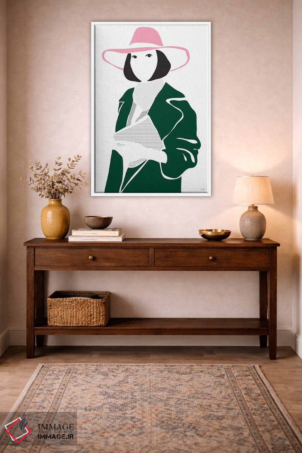 تابلو مینیمال دختری با کلاه اثر لیندا گوبتا - D3W