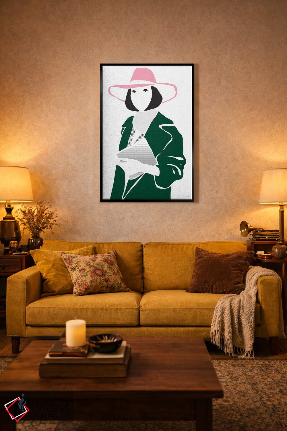 تابلو مینیمال دختری با کلاه اثر لیندا گوبتا - D5B