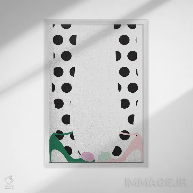 تابلو مینیمال کفش های پاپیونی اثر لیندا گوبتا - نمای قابدار سفید