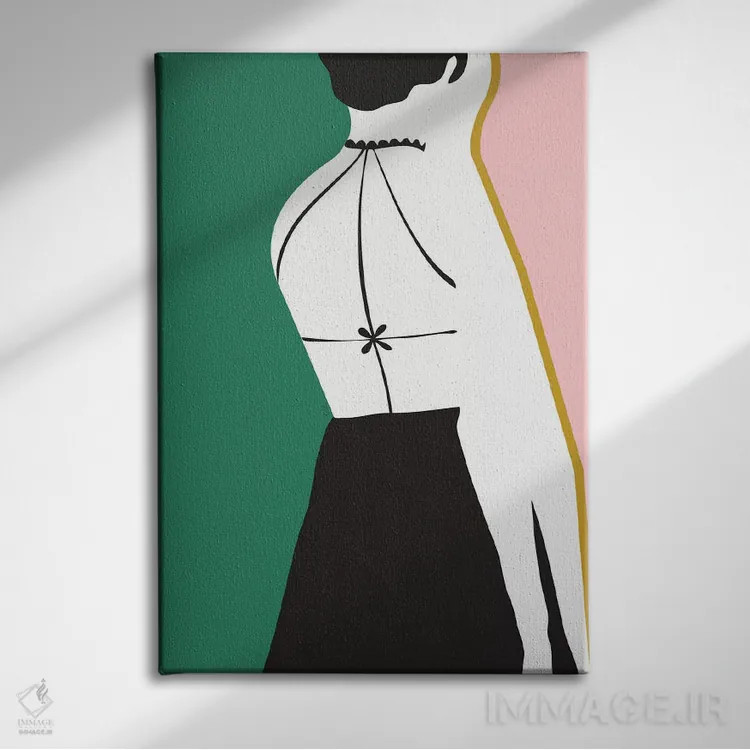 تابلو مینیمال لباس بدون پشت اثر لیندا گوبتا - نمای روبهرو روی دیوار