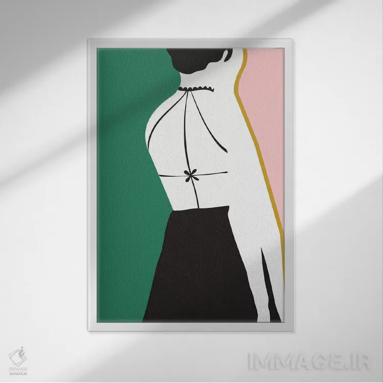 تابلو مینیمال لباس بدون پشت اثر لیندا گوبتا - نمای قابدار سفید