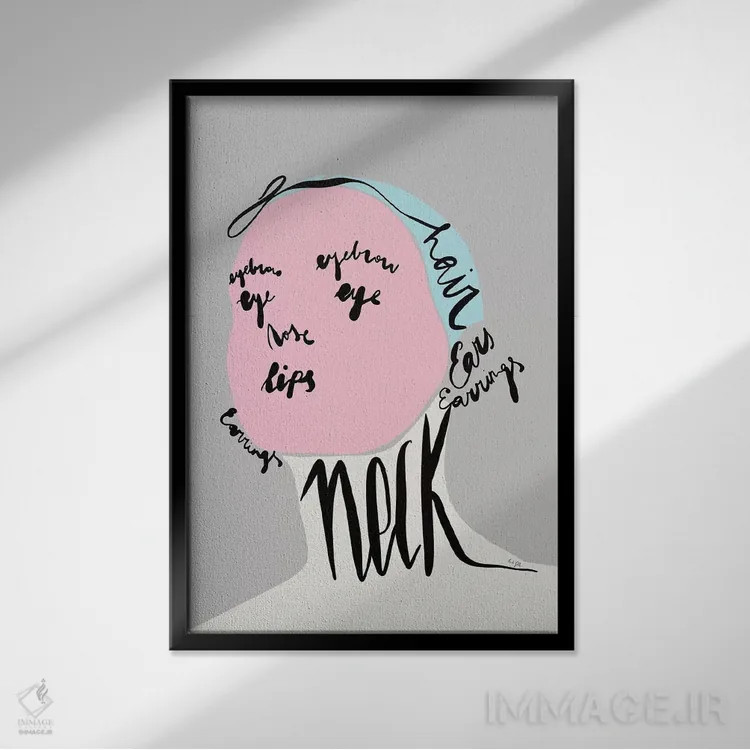 تابلو مینیمال هجی کردن چهره او اثر لیندا گوبتا - نمای قابدار مشکی