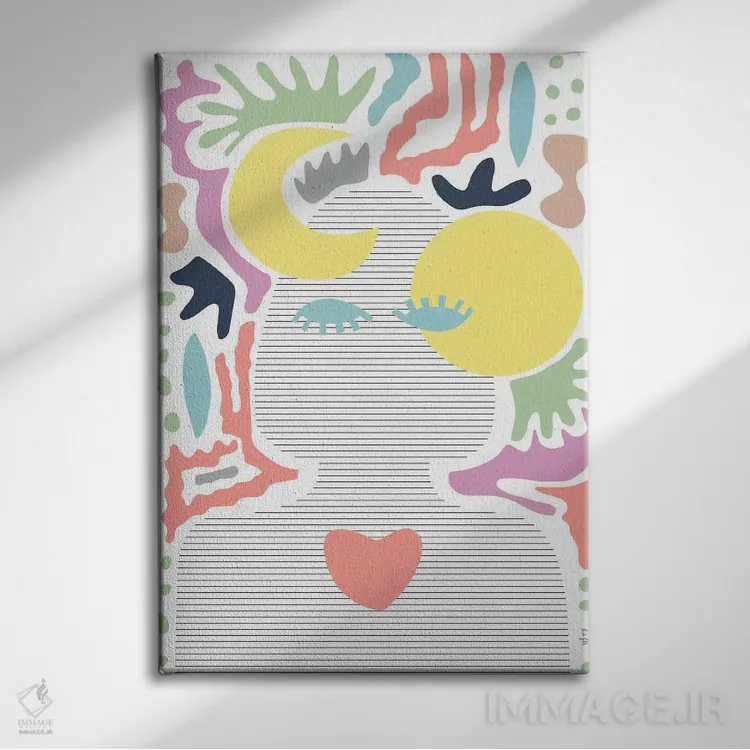 تابلو مینیمال خورشید و ماه اثر لیندا گوبتا - نمای روبهرو روی دیوار