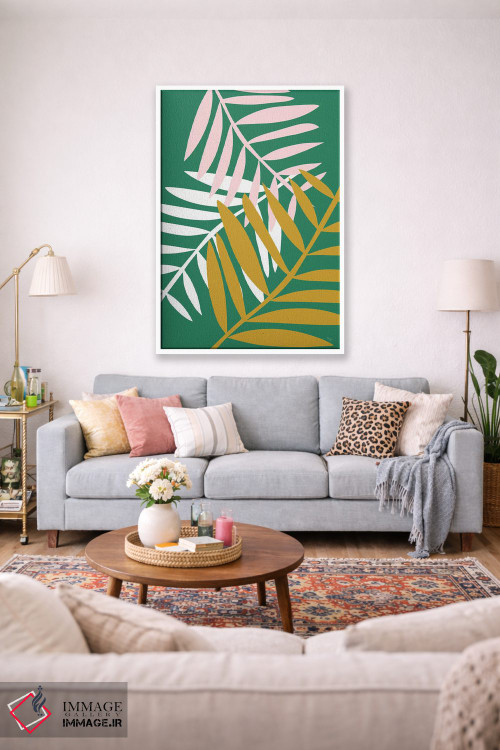 تابلو مینیمال برگ های نخل سبز اثر لیندا گوبتا - D1W
