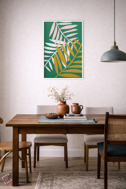 تابلو مینیمال برگ های نخل سبز اثر لیندا گوبتا - D5W