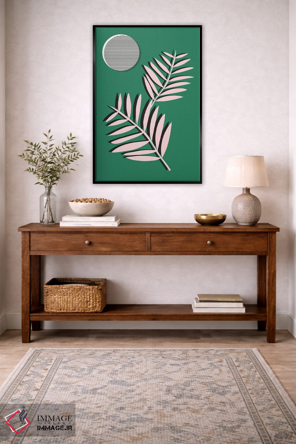 تابلو مینیمال برگ های نخل در مهتاب اثر لیندا گوبتا - D4B