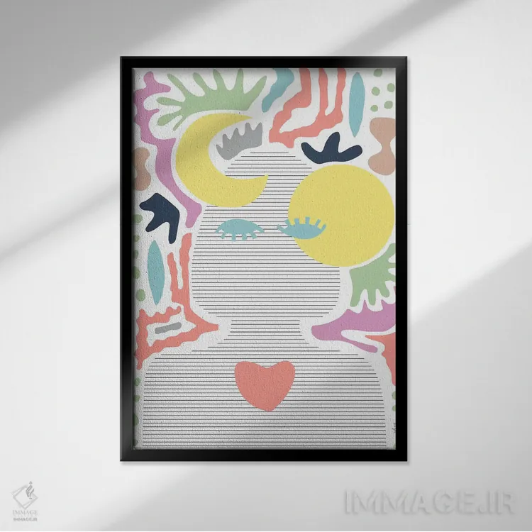 تابلو مینیمال خورشید و ماه اثر لیندا گوبتا - نمای قابدار مشکی