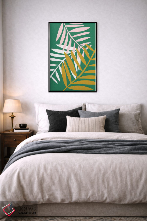 تابلو مینیمال برگ های نخل سبز اثر لیندا گوبتا - D6B