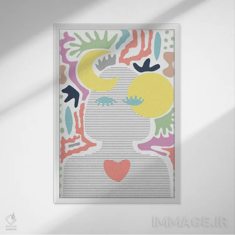 تابلو مینیمال خورشید و ماه اثر لیندا گوبتا - نمای قابدار سفید