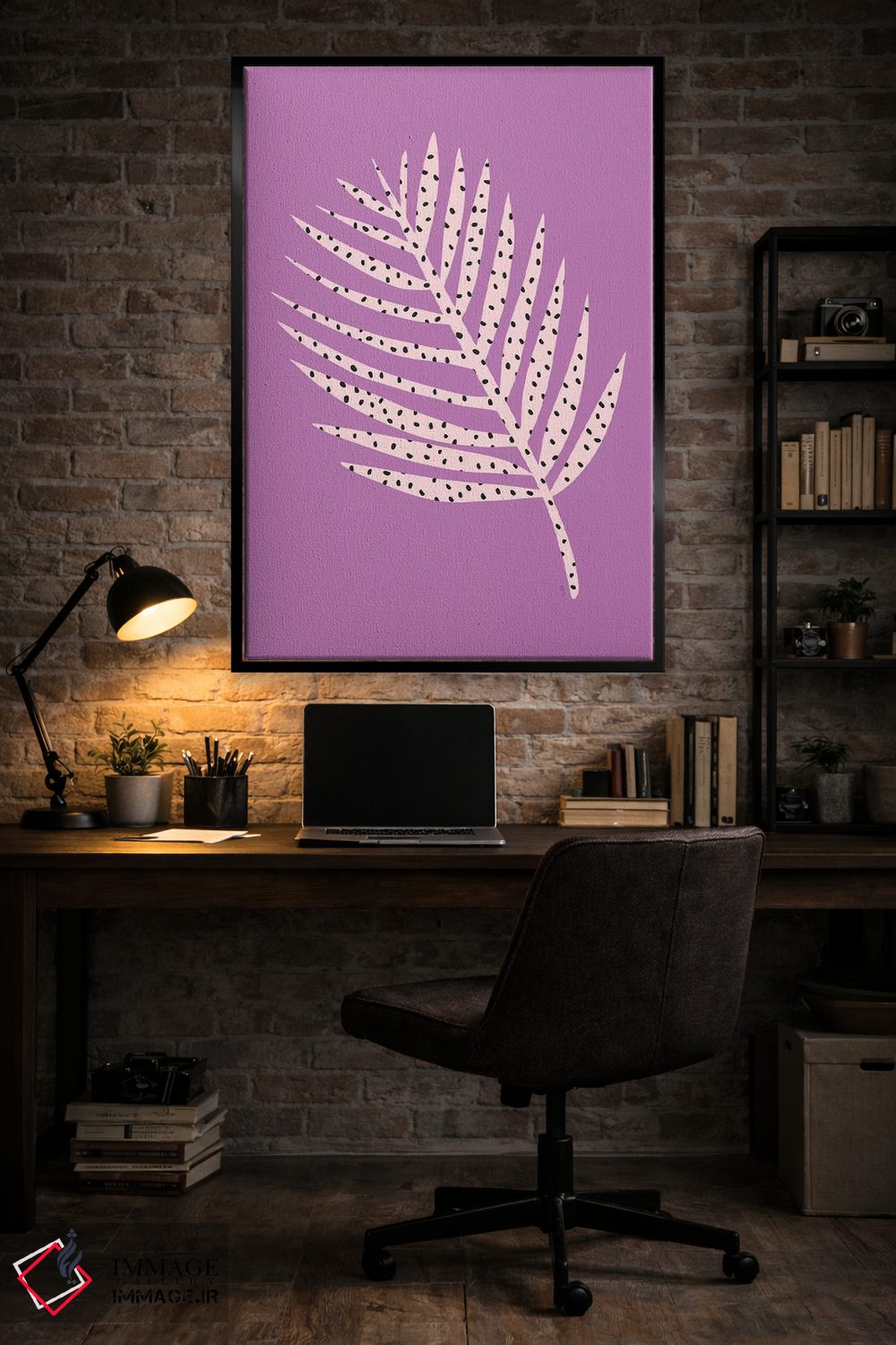 تابلو مینیمال برگ نخل بنفش اثر لیندا گوبتا - D5B