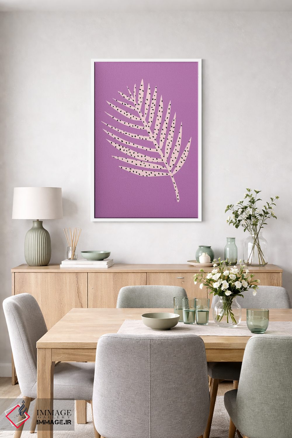 تابلو مینیمال برگ نخل بنفش اثر لیندا گوبتا - D6W