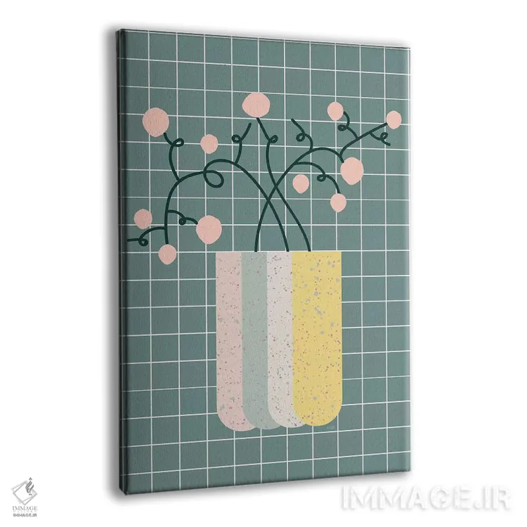 تابلو مینیمال گلدان گل اثر لیندا گوبتا - نمای پرسپکتیو محصول