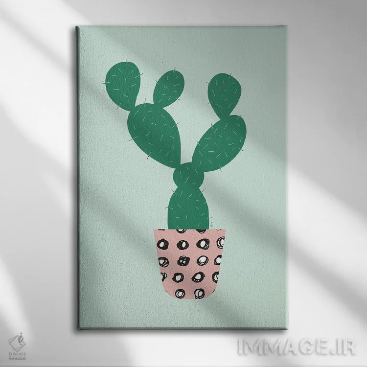 تابلو مینیمال کاکتوس اثر لیندا گوبتا - نمای روبهرو روی دیوار