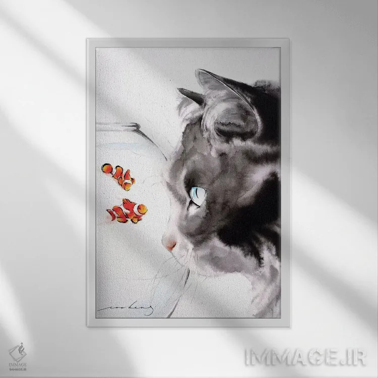 تابلو دکوراتیو یین و یانگ ۱ اثر سو بنگ لیم - نمای قابدار سفید