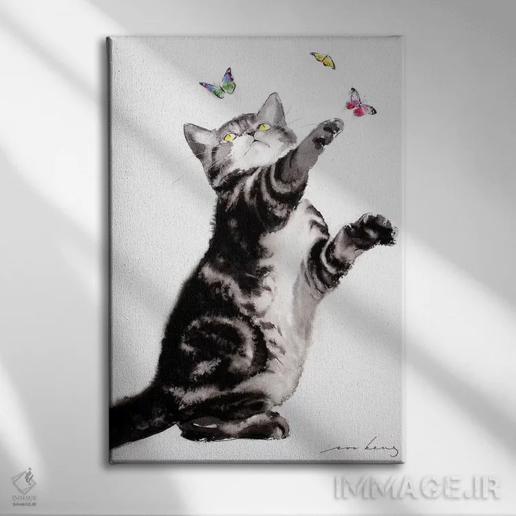 تابلو دکوراتیو اثر پروانه ای - نمای روبهرو روی دیوار