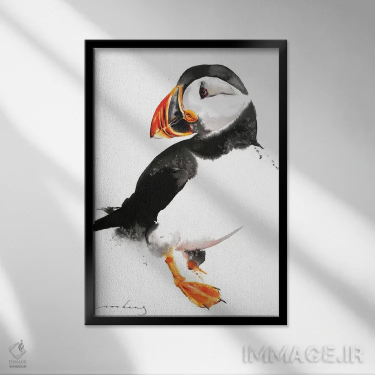 تابلو دکوراتیو پافین اثر سو بنگ لیم - نمای قابدار مشکی