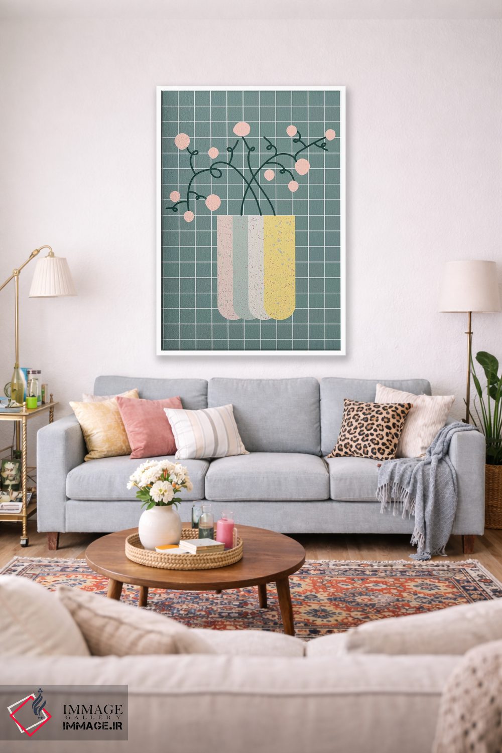 تابلو مینیمال گلدان گل اثر لیندا گوبتا - D1W