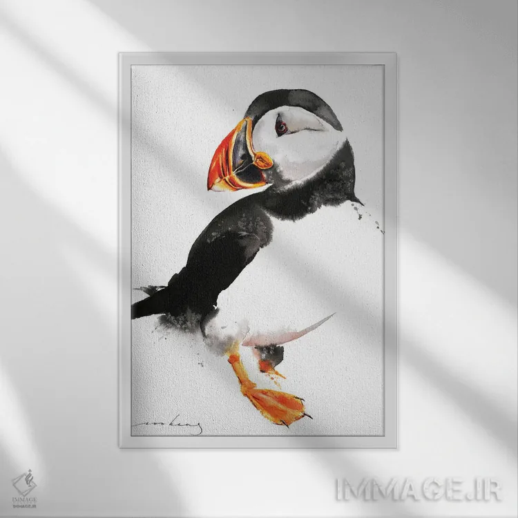 تابلو دکوراتیو پافین اثر سو بنگ لیم - نمای قابدار سفید