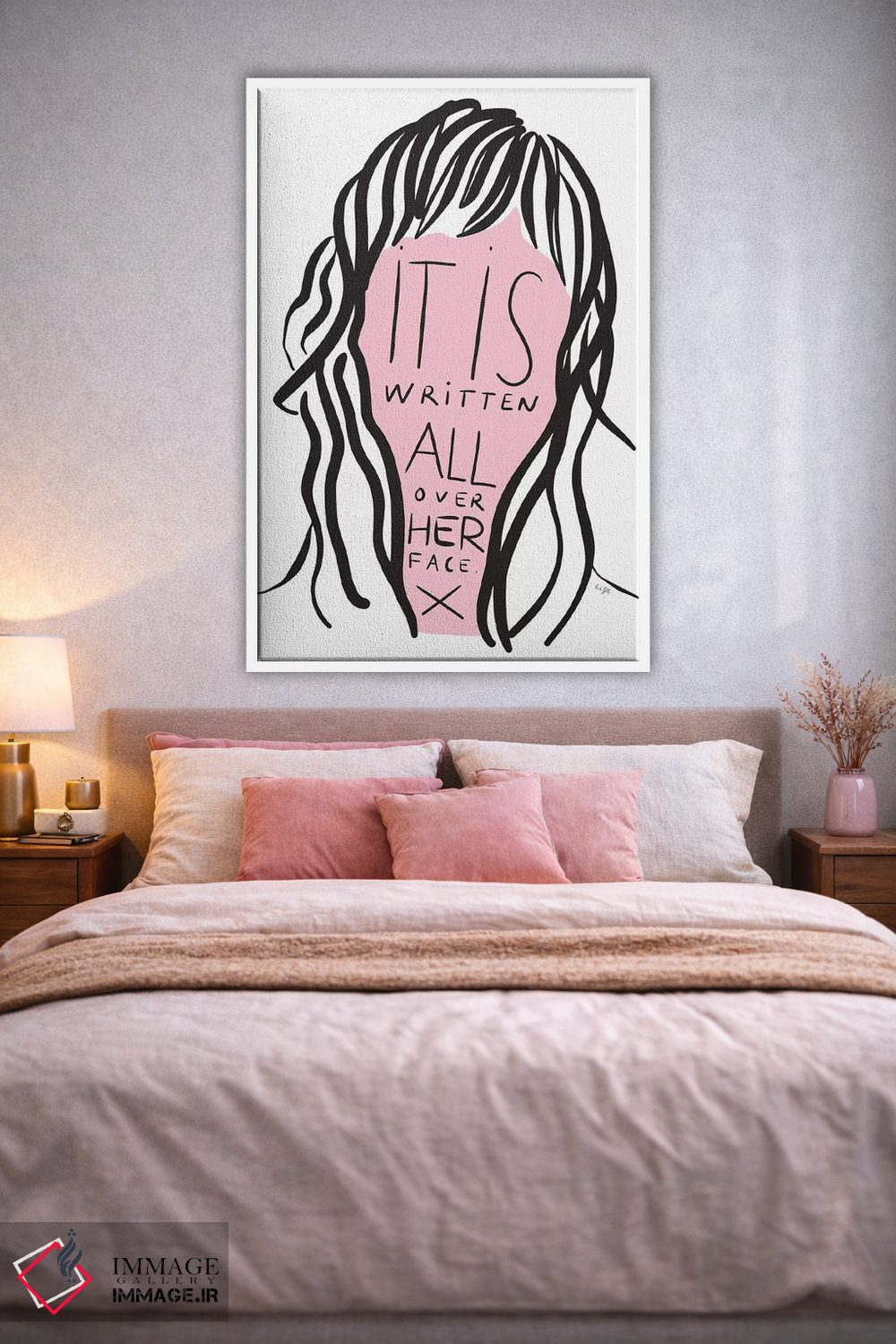 تابلو مینیمال همه چیز در چهره اش نوشته شده اثر لیندا گوبتا - D1W