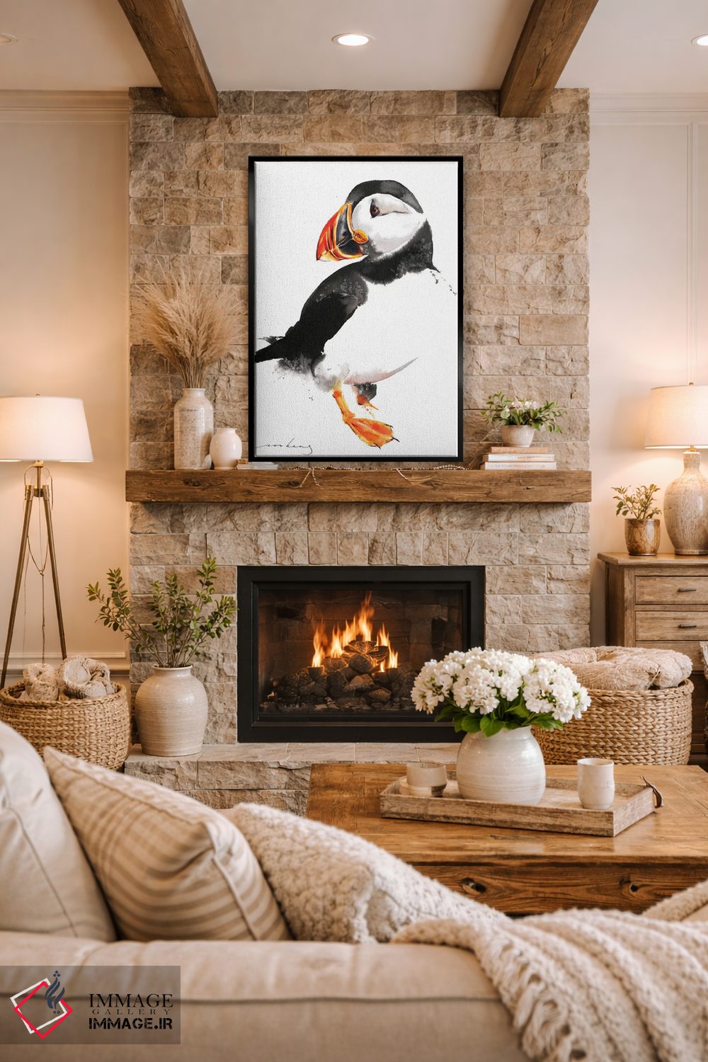 تابلو دکوراتیو پافین اثر سو بنگ لیم - D1B