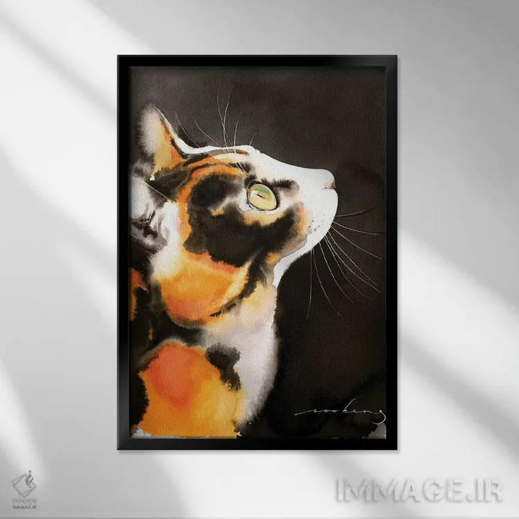 تابلو دکوراتیو نگرنده شبانه اثر سو بنگ لیم - نمای قابدار مشکی