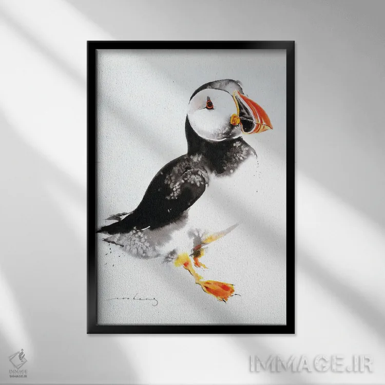 تابلو دکوراتیو پافین ۲ اثر سو بنگ لیم - نمای قابدار مشکی