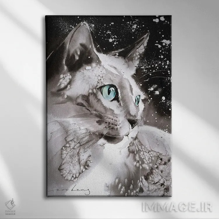 تابلو دکوراتیو گربه باحال اثر سو بنگ لیم - نمای روبهرو روی دیوار