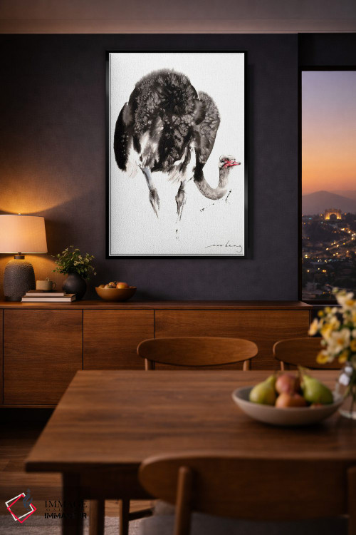 تابلو دکوراتیو شترمرغ اثر سو بنگ لیم - D2B