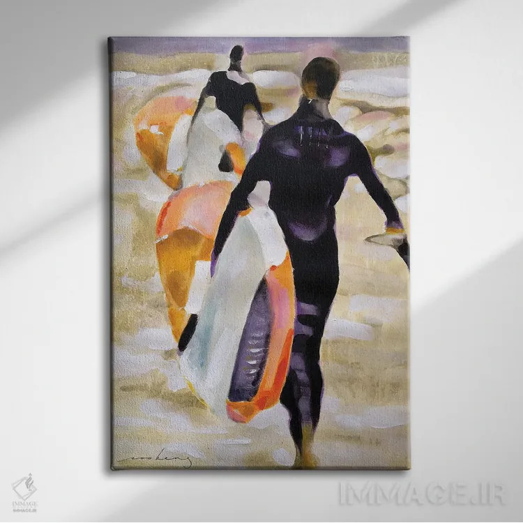 تابلو دکوراتیو بهشت موج سواران اثر سو بنگ لیم - نمای روبهرو روی دیوار