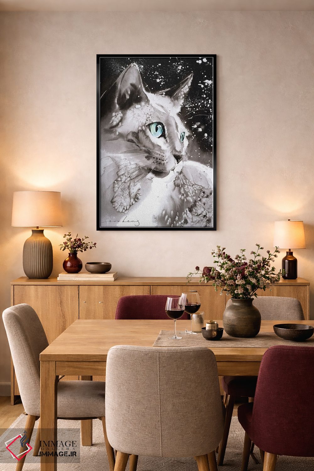 تابلو دکوراتیو گربه باحال اثر سو بنگ لیم - D5B