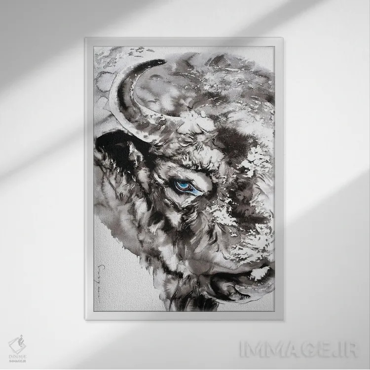 تابلو دکوراتیو نیو V اثر سو بنگ لیم - نمای قابدار سفید