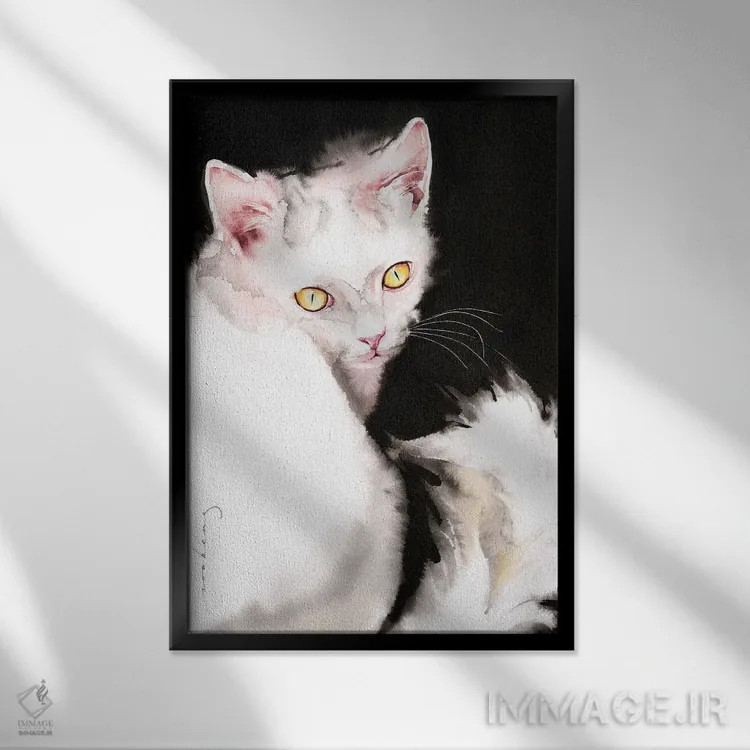 تابلو دکوراتیو سلام کیتی اثر سو بنگ لیم - نمای قابدار مشکی