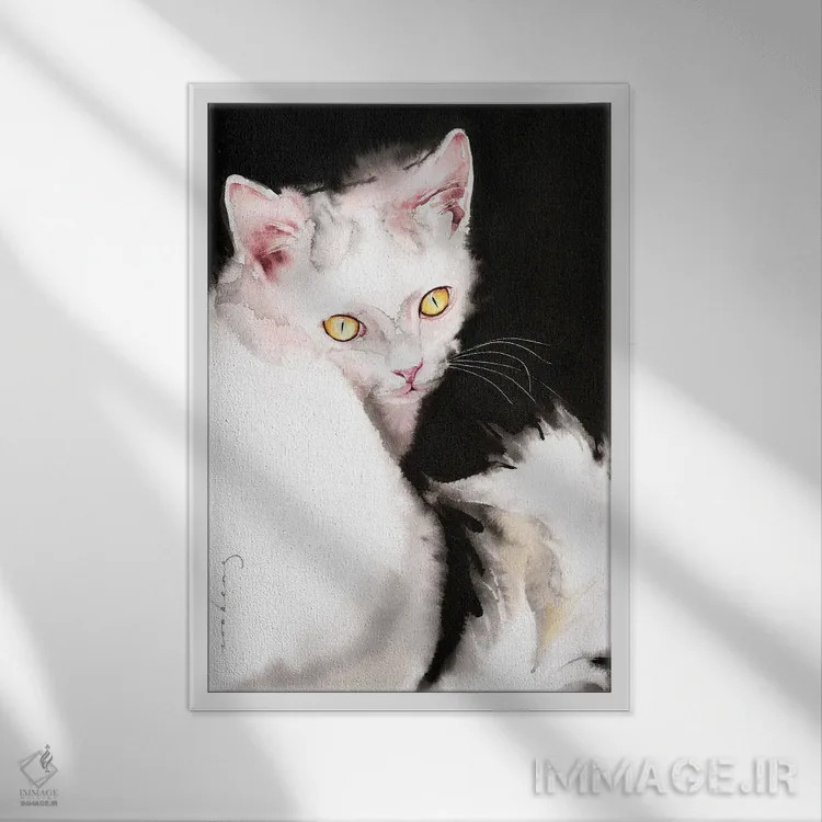 تابلو دکوراتیو سلام کیتی اثر سو بنگ لیم - نمای قابدار سفید