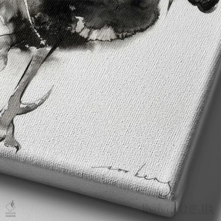 تابلو دکوراتیو جذابیت خروس اثر سو بنگ لیم - نمای نزدیک بافت بوم