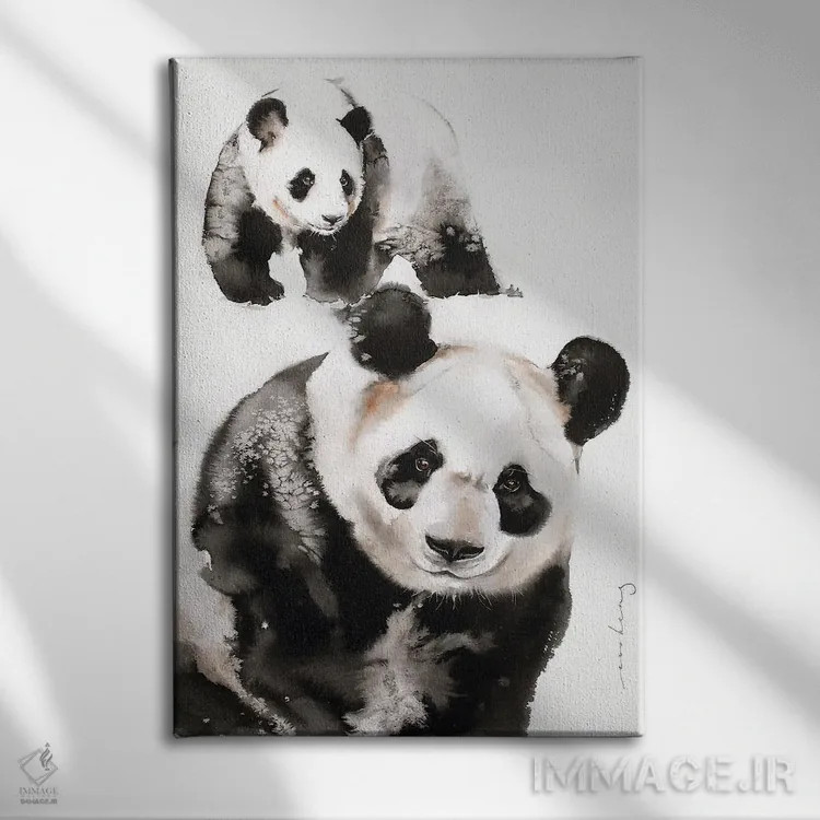 تابلو دکوراتیو جفت پاندا اثر سو بنگ لیم - نمای روبهرو روی دیوار