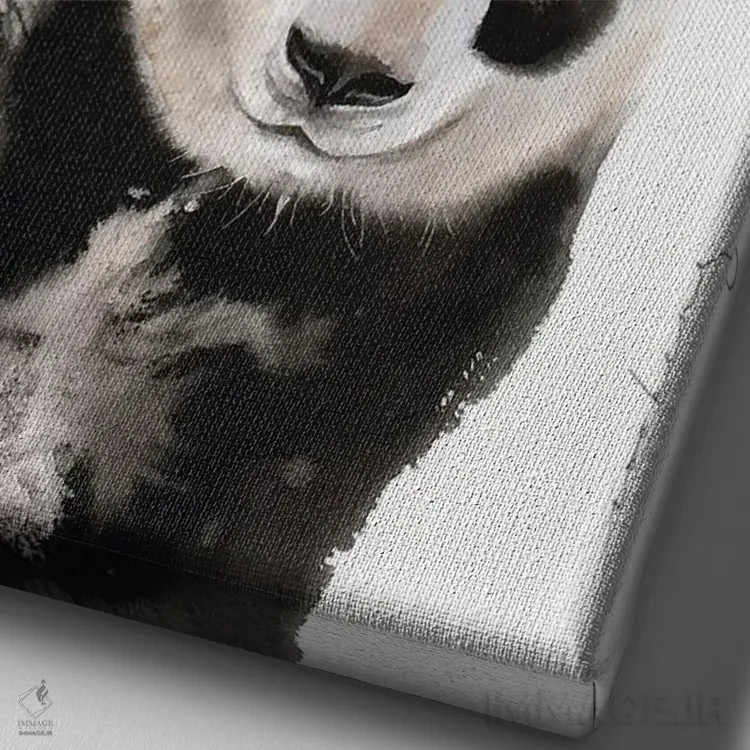 تابلو دکوراتیو جفت پاندا اثر سو بنگ لیم - نمای نزدیک بافت بوم