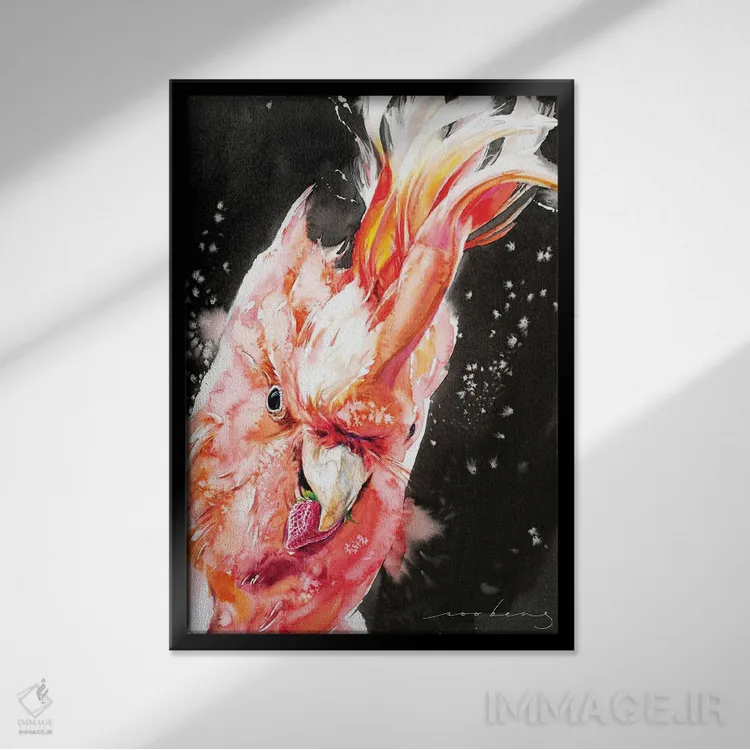 تابلو دکوراتیو کاکاتوآ II اثر سو بنگ لیم - نمای قابدار مشکی