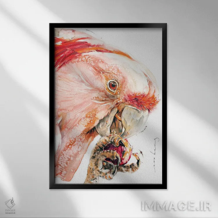 تابلو دکوراتیو کاکاتوآ اثر سو بنگ لیم - نمای قابدار مشکی