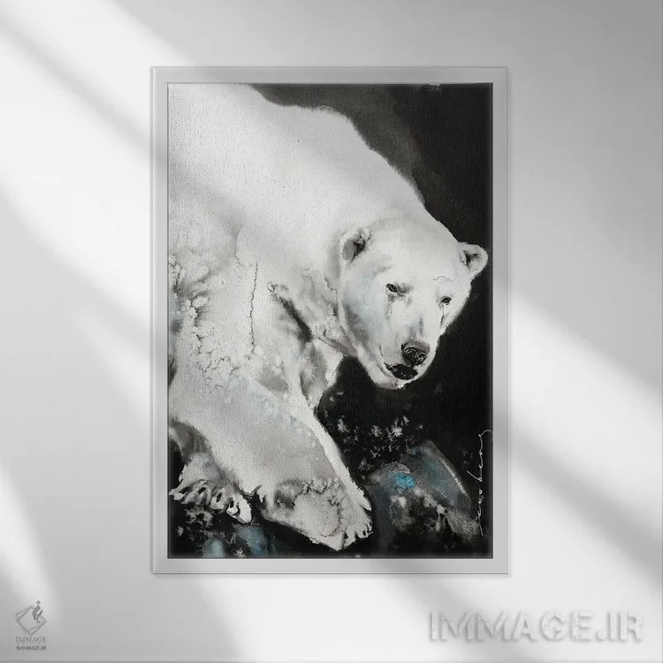 تابلو دکوراتیو هیولای یخی اثر سو بنگ لیم - نمای قابدار سفید