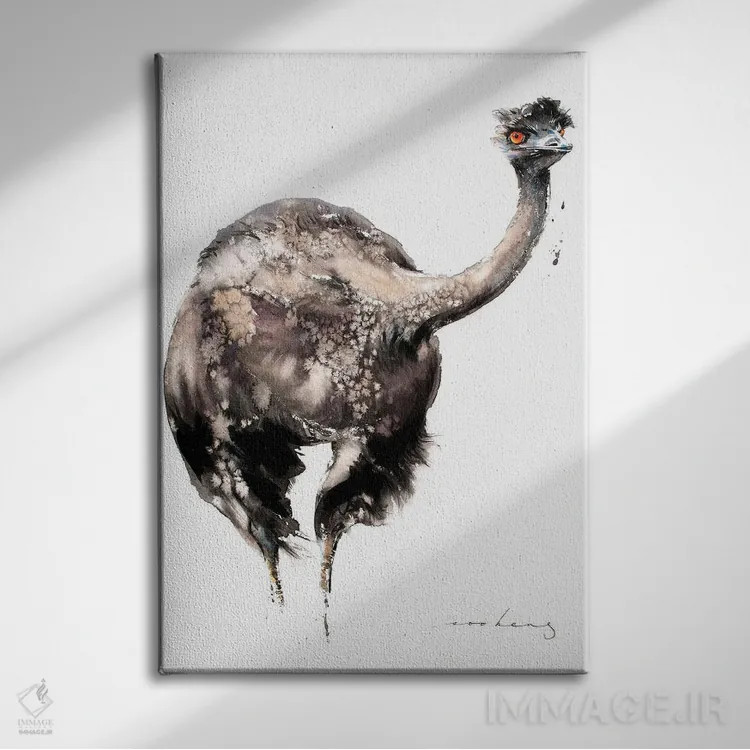 تابلو دکوراتیو شترمرغ دونده V اثر سو بنگ لیم - نمای روبهرو روی دیوار