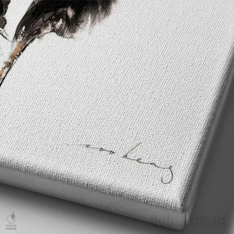 تابلو دکوراتیو شترمرغ دونده V اثر سو بنگ لیم - نمای نزدیک بافت بوم