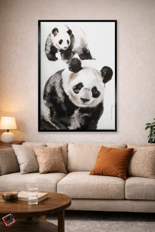 تابلو دکوراتیو جفت پاندا اثر سو بنگ لیم - D1B
