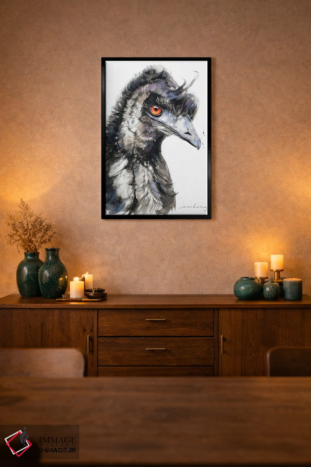 تابلو دکوراتیو شترمرغ دونده ۴ اثر سو بنگ لیم - D2B