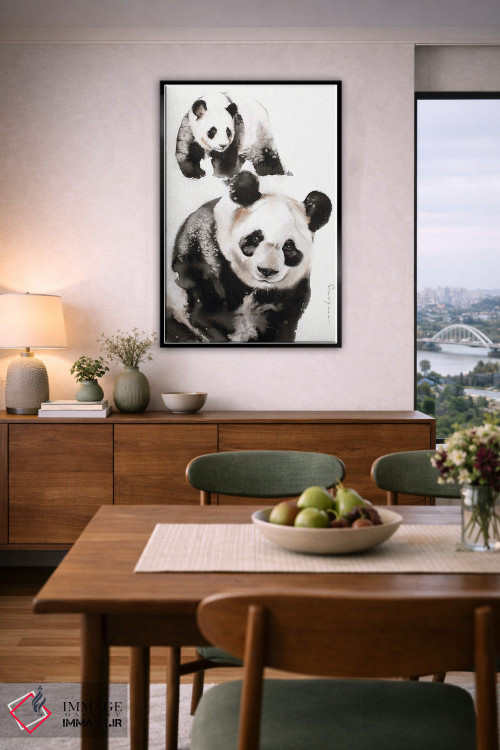 تابلو دکوراتیو جفت پاندا اثر سو بنگ لیم - D6B