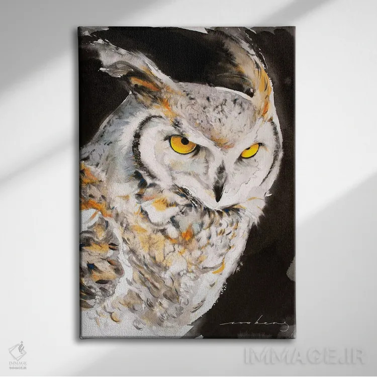 تابلو دکوراتیو جغد اسرارآمیز اثر سو بنگ لیم - نمای روبهرو روی دیوار